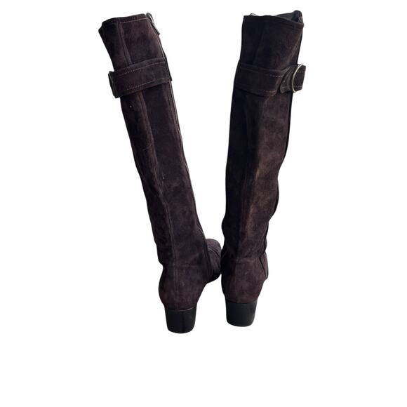 Cole Haan Boots Women Size 8.5 B Brown Suede Buckle Waterproof Heeled Knee Boots - Picture 6 of 16
